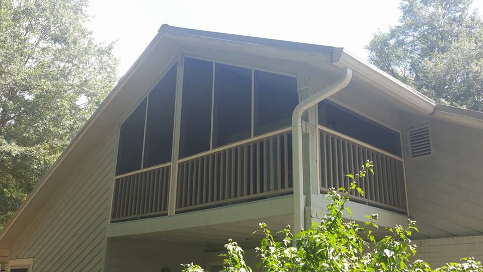 Second-story screened porch addition with vaulted ceiling